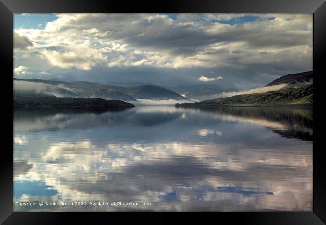 Loch Broom Clouds and Reflections Framed Print by Jamie Green
