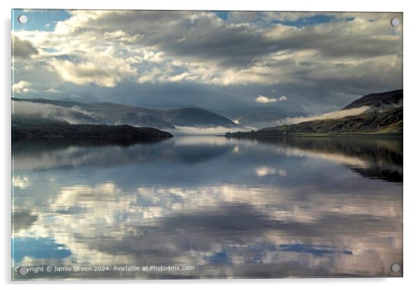 Loch Broom Clouds and Reflections Acrylic by Jamie Green