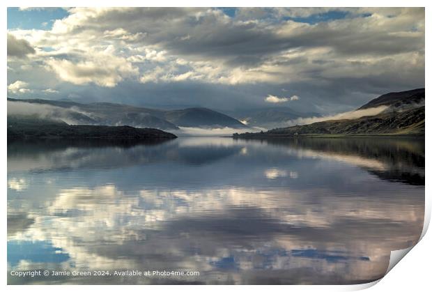 Loch Broom Clouds and Reflections Print by Jamie Green