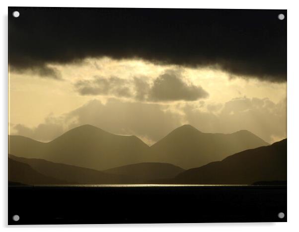 Red Cuillin Mountains Acrylic by Chris Petty