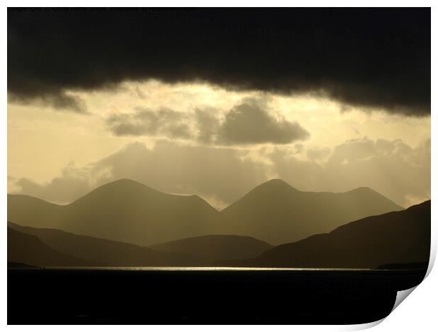 Red Cuillin Mountains Print by Chris Petty