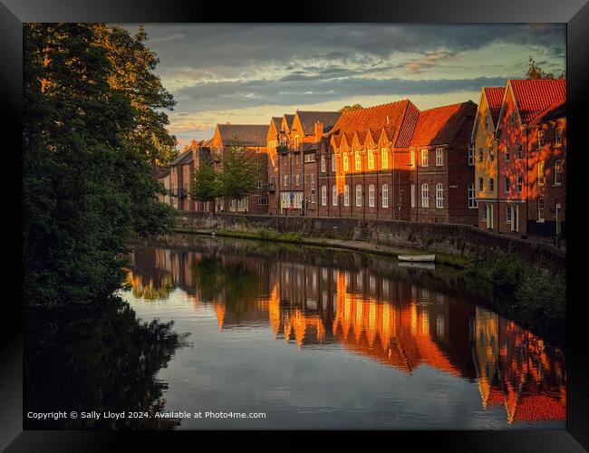 Norwich Quayside Sunset Reflection Framed Print by Sally Lloyd