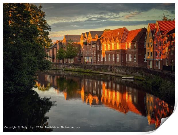 Norwich Quayside Sunset Reflection Print by Sally Lloyd