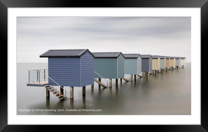 Beach Huts Fine Art Framed Mounted Print by Adrian Downing