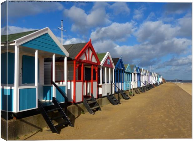 Southwold Beach Huts  Canvas Print by Chris Petty