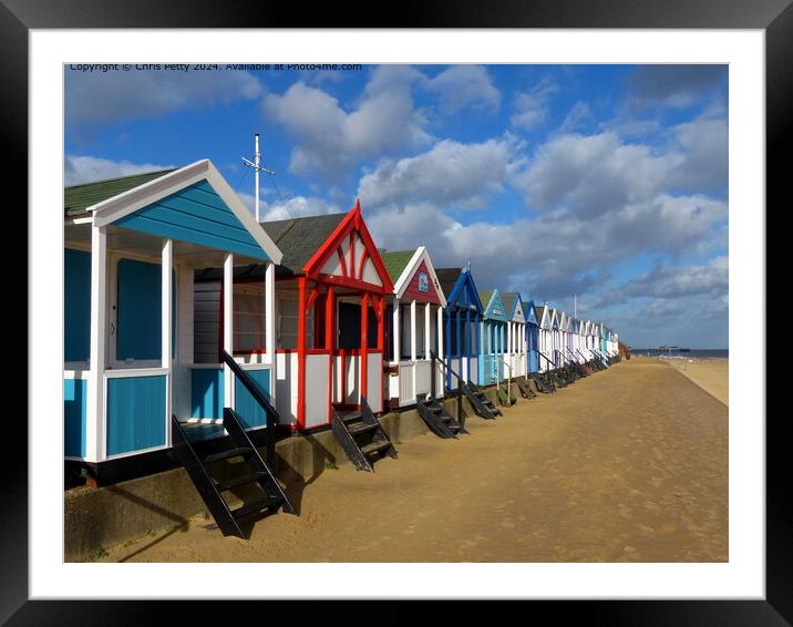 Southwold Beach Huts  Framed Mounted Print by Chris Petty