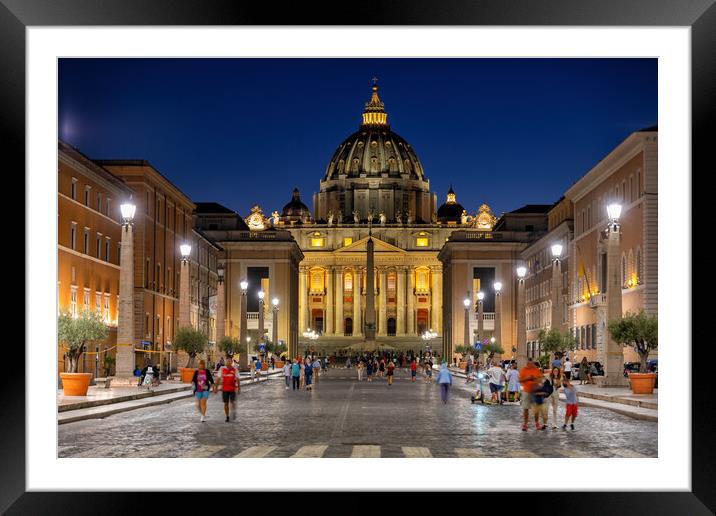 St Peter Basilica In Vatican At Night Framed Mounted Print by Artur Bogacki