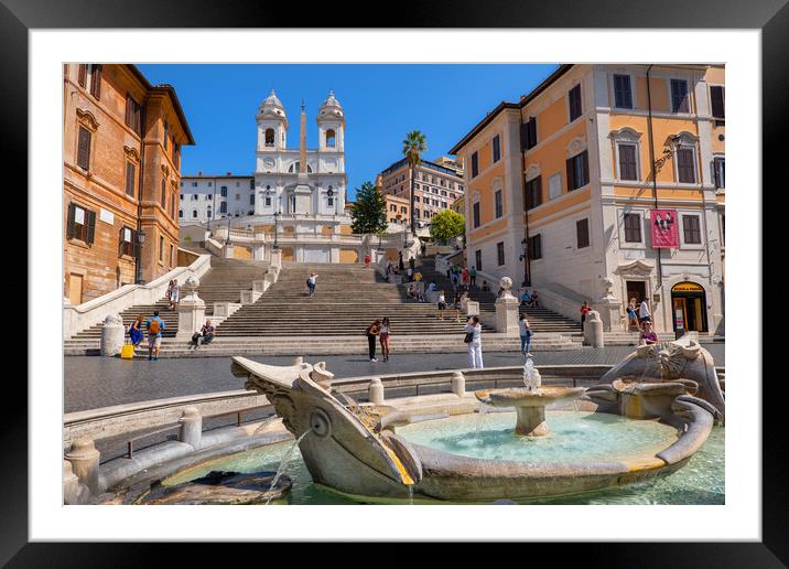 Spanish Steps And Barcaccia Fountain In Rome Framed Mounted Print by Artur Bogacki