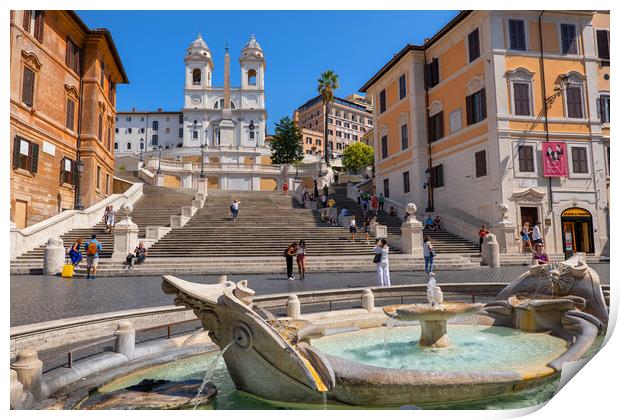 Spanish Steps And Barcaccia Fountain In Rome Print by Artur Bogacki