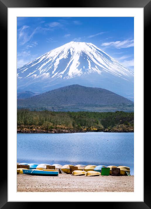 Picturesque Lake Shoji with striking Mount Fuji Framed Mounted Print by Melanie Viola
