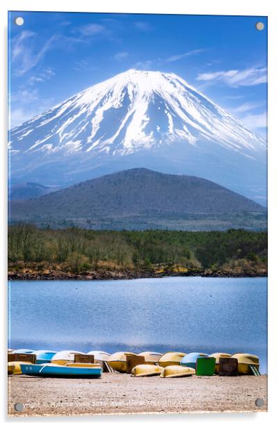 Picturesque Lake Shoji with striking Mount Fuji Acrylic by Melanie Viola