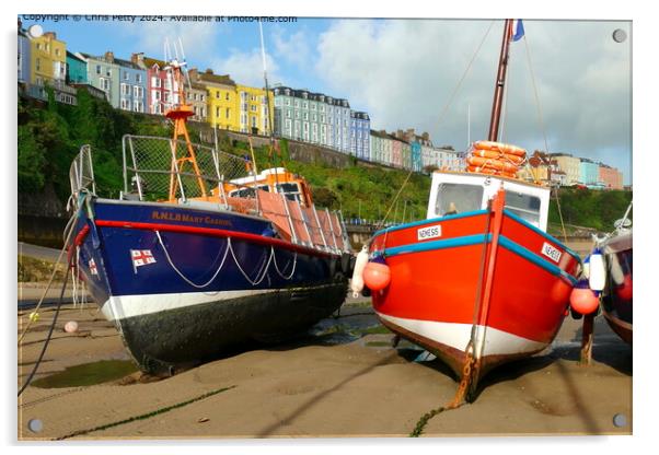Tenby Harbour Boats  Acrylic by Chris Petty