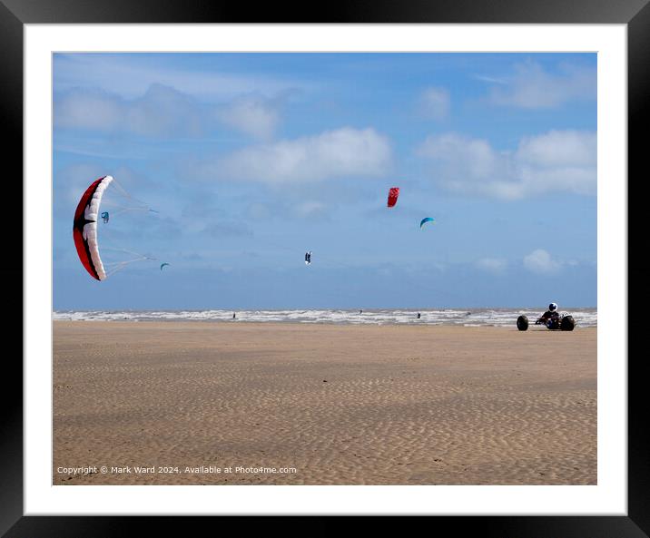Camber Sands Kitesurfing Fun Framed Mounted Print by Mark Ward