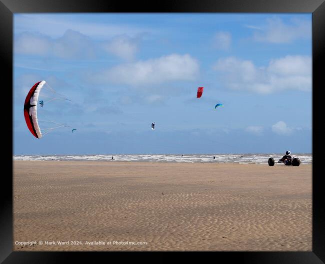 Camber Sands Kitesurfing Fun Framed Print by Mark Ward