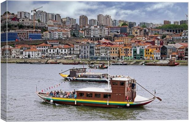 Porto Cityscape and Boats on the Douro River Canvas Print by Martyn Arnold