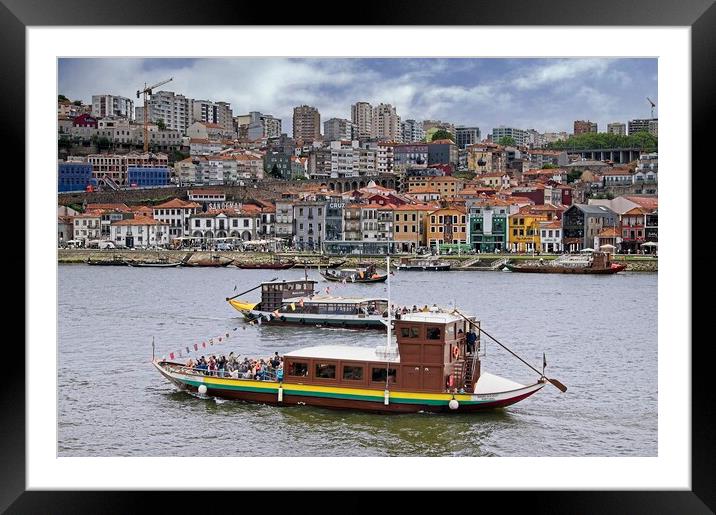 Porto Cityscape and Boats on the Douro River Framed Mounted Print by Martyn Arnold