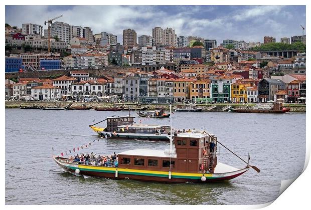 Porto Cityscape and Boats on the Douro River Print by Martyn Arnold