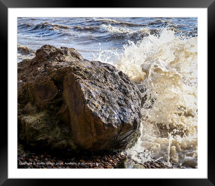 Clevedon Beach Stormy Sea Framed Mounted Print by Martin fenton