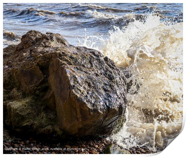 Clevedon Beach Stormy Sea Print by Martin fenton