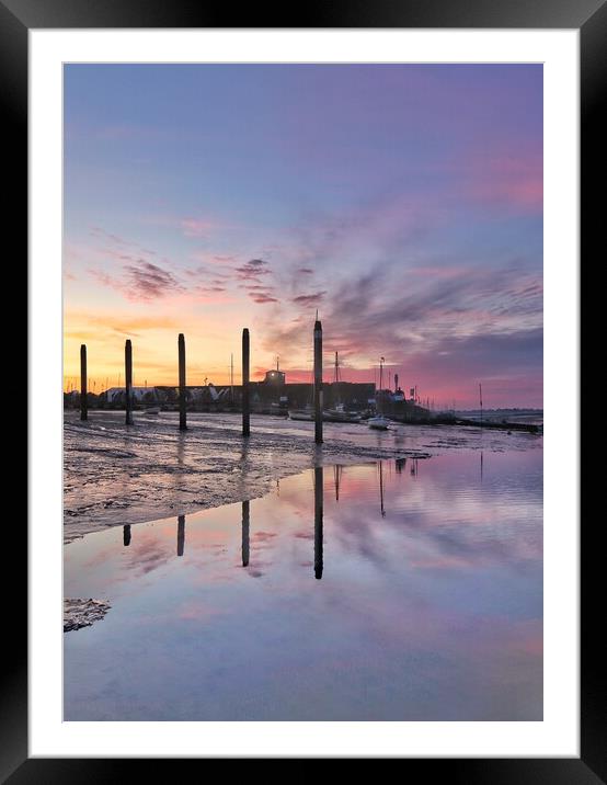 Brightlingsea Harbour Sunrise - Sunset Framed Mounted Print by Tony lopez