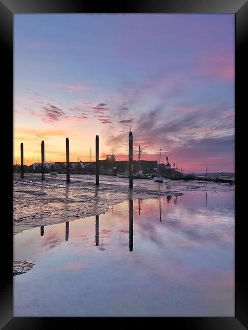 Brightlingsea Harbour Sunrise - Sunset Framed Print by Tony lopez