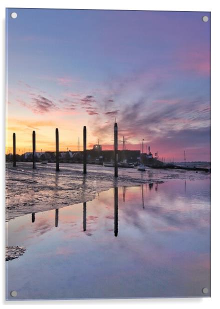 Brightlingsea Harbour Sunrise - Sunset Acrylic by Tony lopez