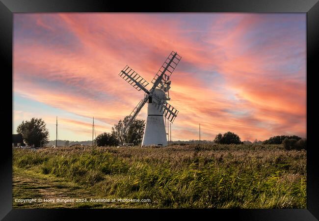 Thurne Windmill Sunrise - Sunset Framed Print by Holly Burgess