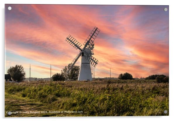 Thurne Windmill Sunrise - Sunset Acrylic by Holly Burgess