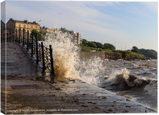 Clevedon Sea Spray Waves Canvas Print by Martin fenton