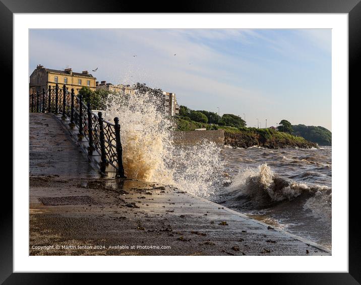 Clevedon Sea Spray Waves Framed Mounted Print by Martin fenton