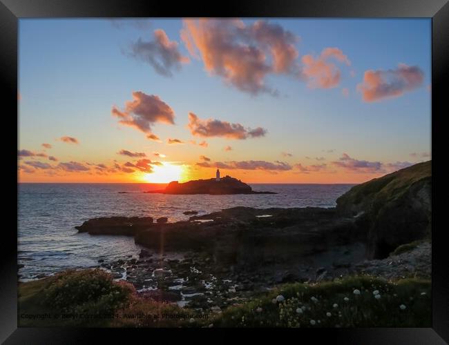 Golden Glow Godrevy Sunset Framed Print by Beryl Curran