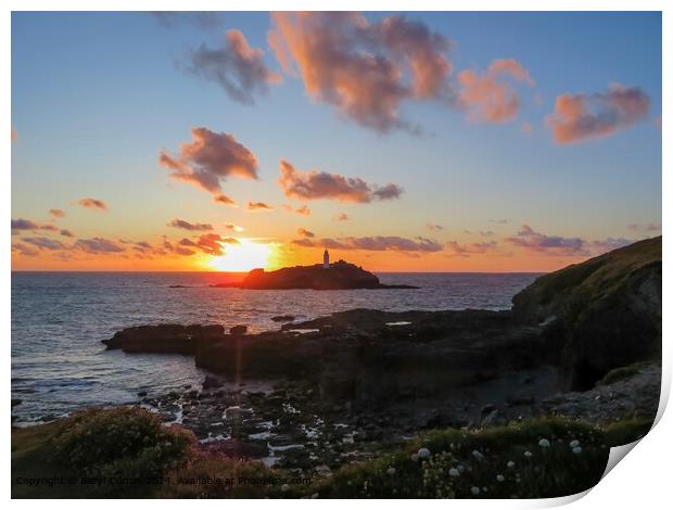 Golden Glow Godrevy Sunset Print by Beryl Curran