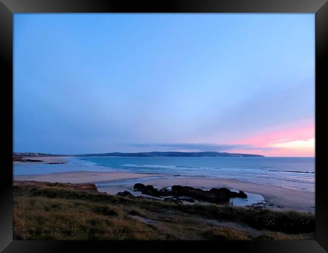 St Ives Bay Sunset Framed Print by Beryl Curran