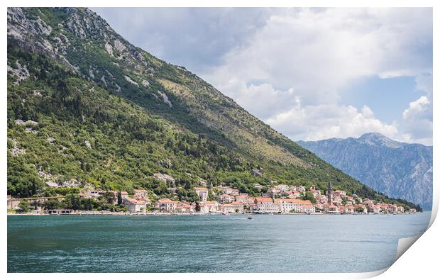 Perast at the bottom of a mountain Print by Jason Wells