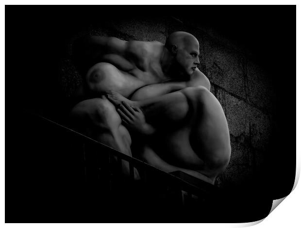 Obsessed Nude statue Print by Antonio Ravelli
