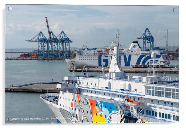 Nautical Ships Docked Genoa Acrylic by Rob Hawkins