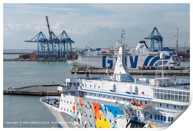 Nautical Ships Docked Genoa Print by Rob Hawkins