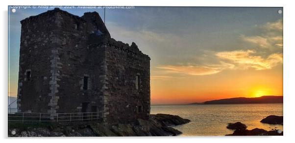 Portencross Castle Sunset Landscape Acrylic by Andy Smith