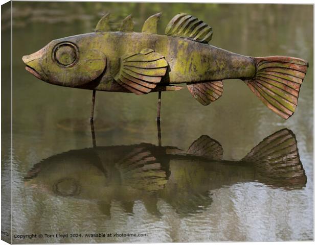 Tranquil Wooden Fish Sculpture Canvas Print by Tom Lloyd