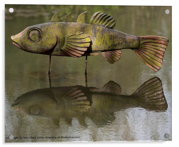 Tranquil Wooden Fish Sculpture Acrylic by Tom Lloyd
