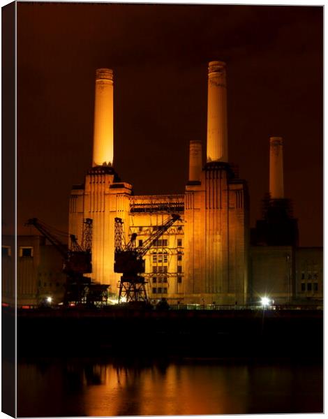 Battersea Power Station at night Canvas Print by Chris Petty