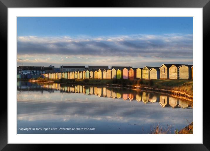 Brightlingsea  Sunrise  Reflections Framed Mounted Print by Tony lopez