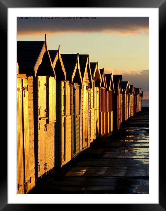 Brightlingsea Beach Huts Framed Mounted Print by Chris Petty
