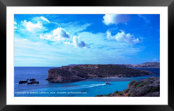 Blue Lagoon Comino Malta Framed Mounted Print by Graham Lathbury