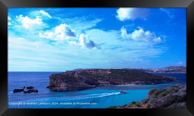 Blue Lagoon Comino Malta Framed Print by Graham Lathbury