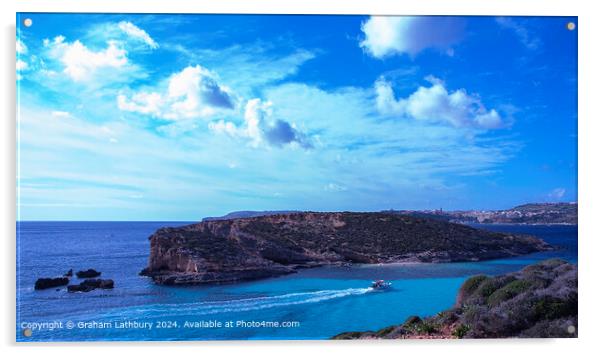 Blue Lagoon Comino Malta Acrylic by Graham Lathbury
