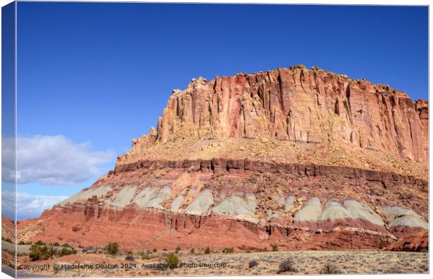Stunning View of Capitol Reef Waterpocket Fold Rock Strata, Utah Canvas Print by Madeleine Deaton