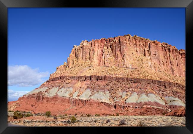 Stunning View of Capitol Reef Waterpocket Fold Rock Strata, Utah Framed Print by Madeleine Deaton