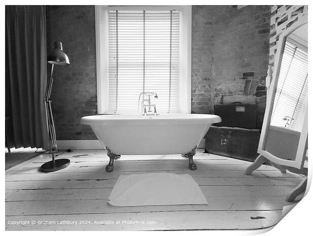 Monochrome Bathroom Print by Graham Lathbury