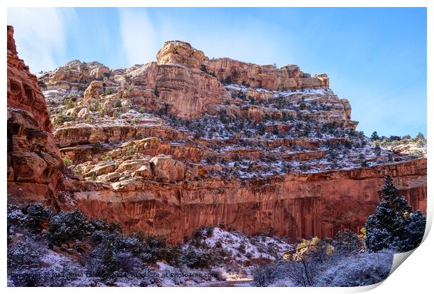 Snow-Covered Rocky Cliffs in Capitol Reef National Park, Utah  Print by Madeleine Deaton